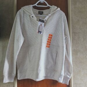 🔥 Quilted Quarter Snap Hooded Sweatshirt  Oatmeal Size Medium